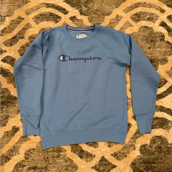 Champion Blue Sweatshirt with Long Sleeves and Classic Logo - Picture 1 of 3